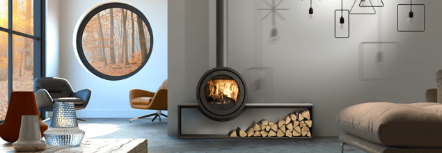 Bild eines Kaminfeuers in einem Dik Geurts Kaminofen