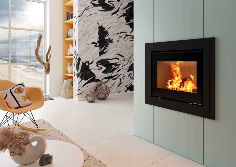 Türkiser Kamineinsatz